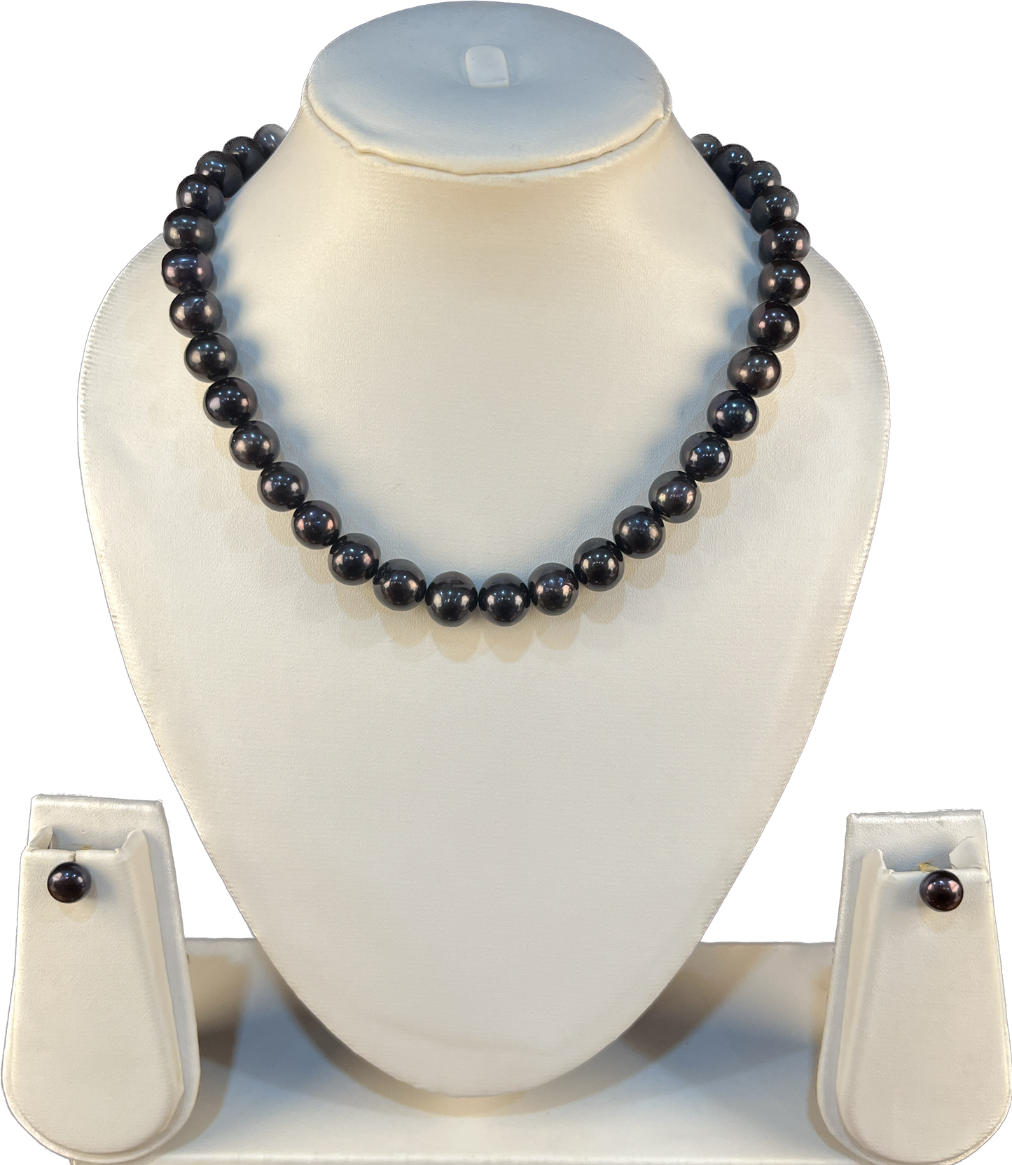 Esme - Glamorous Large Size 10 mm Black Freshwater Pearl Set