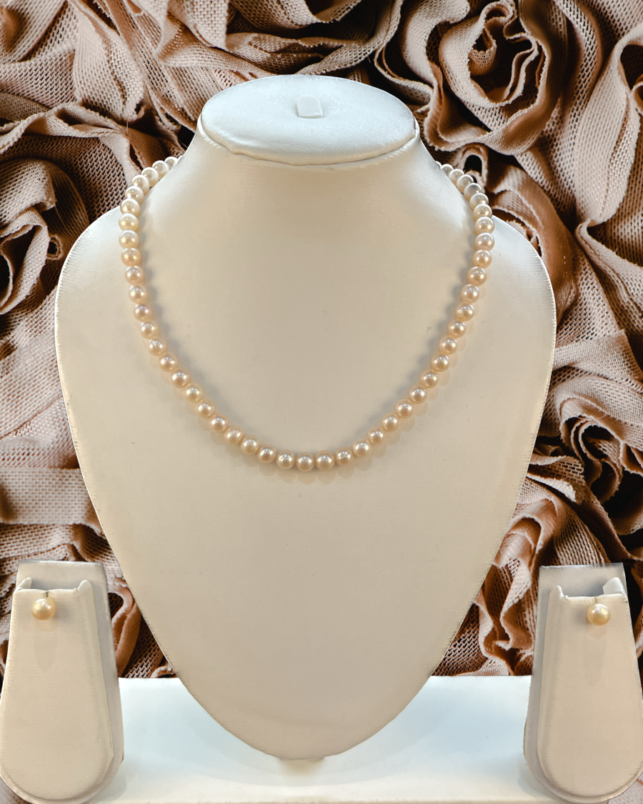Aurelia - Single Line 6 mm Pink Round Pearl Set