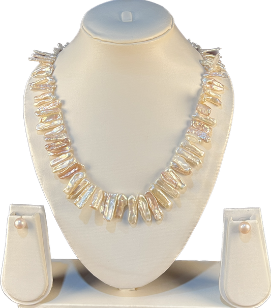 Rosalind - Pink Biwa Pearls Set