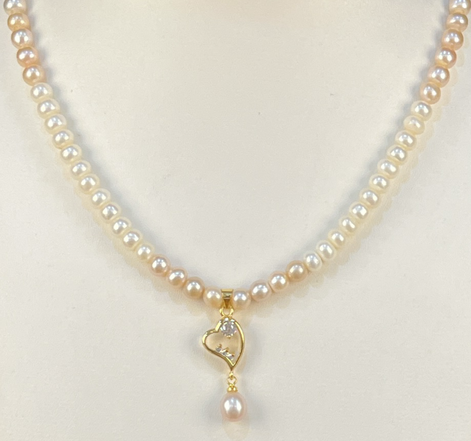My Pearls Breathtaking Single Line Pink & White 6mm Pearls Set
