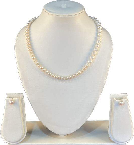 My Pearls 6mm Pink & 8 mm White Pearls Necklace set