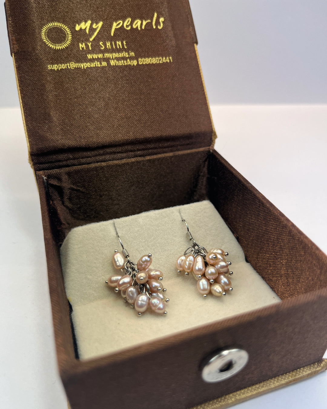 Trendy Hanging Real Pink Pearl Earrings