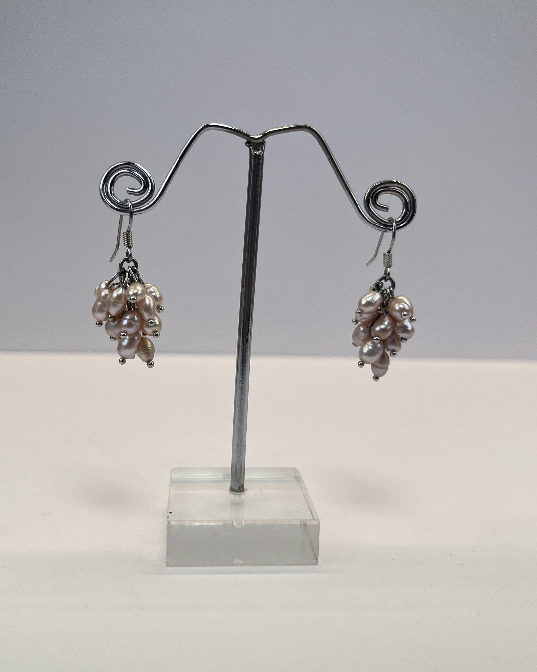 Trendy Hanging Real Pink Pearl Earrings