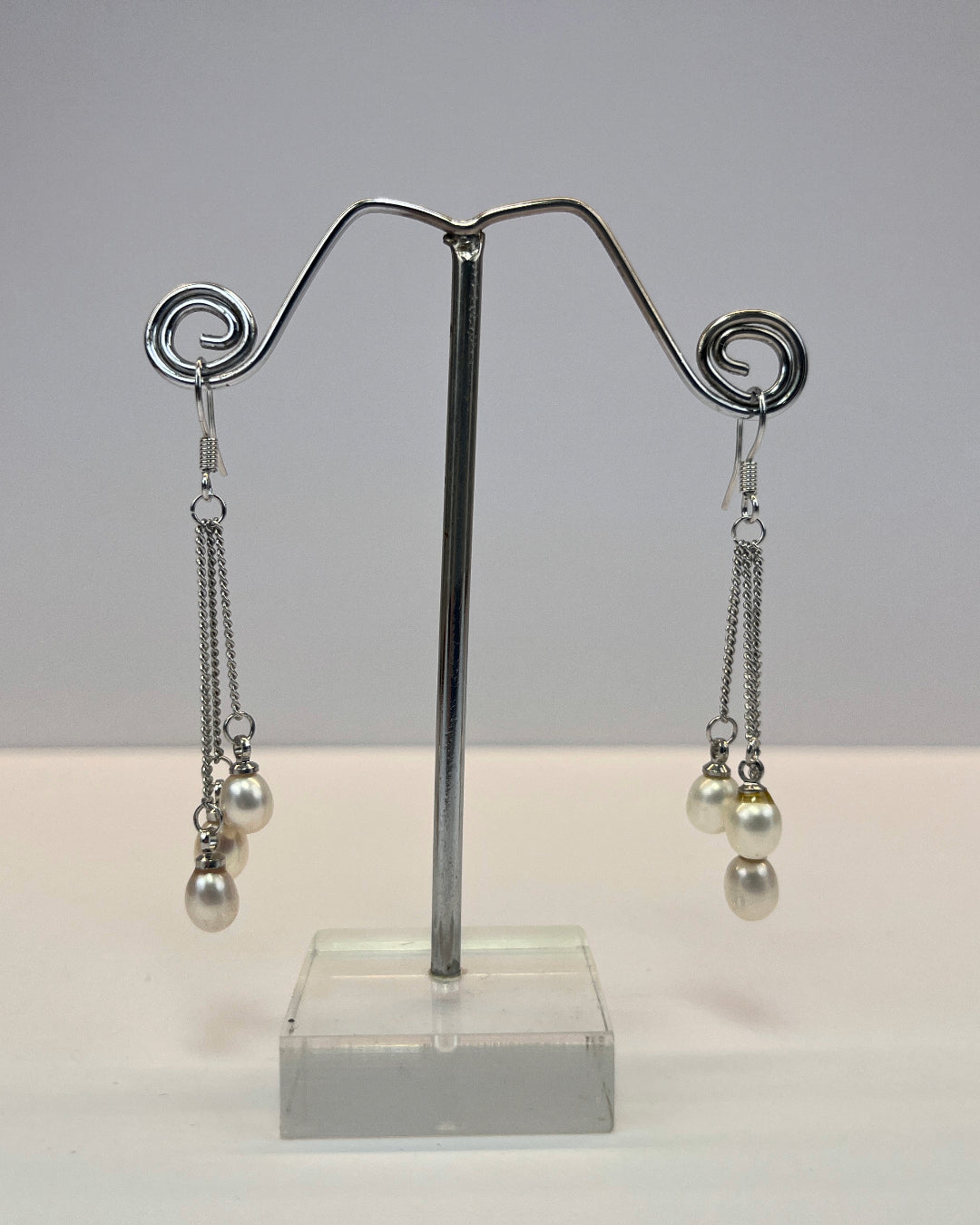 Winsome Real Pearl Hangings - Three Pearls Earrings
