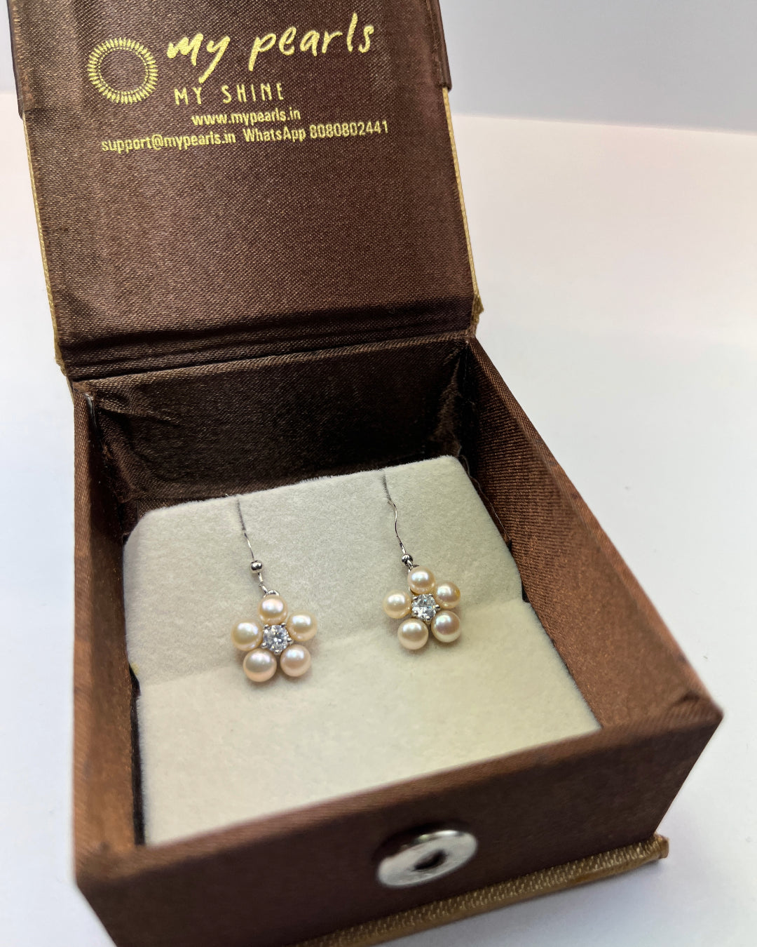 Cutesy Hanging Real Pink Pearl Earrings