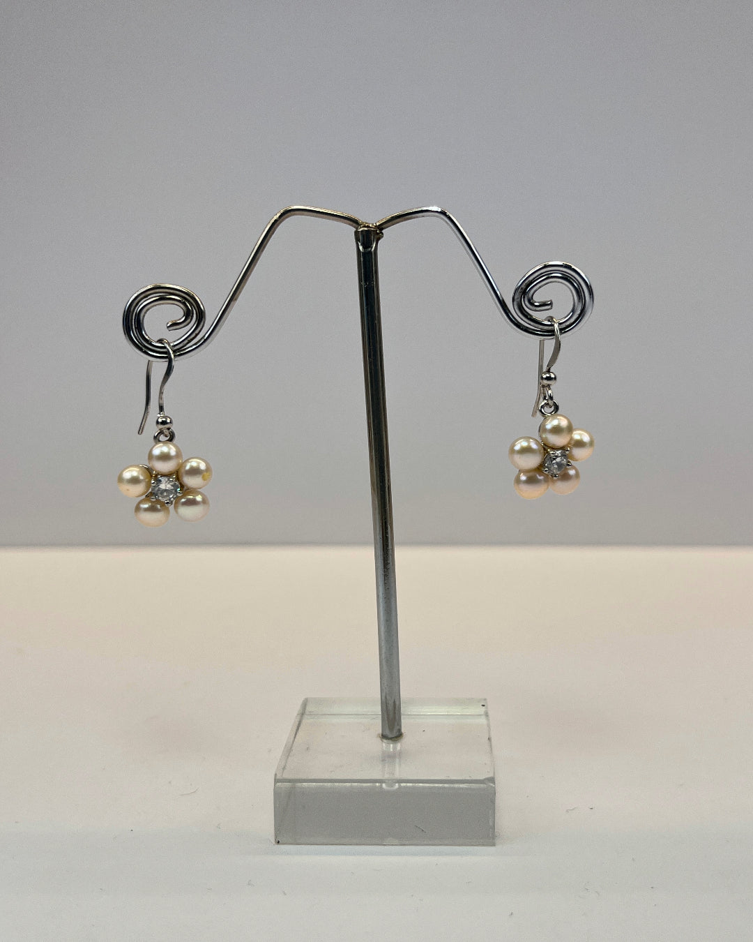 Cutesy Hanging Real Pink Pearl Earrings