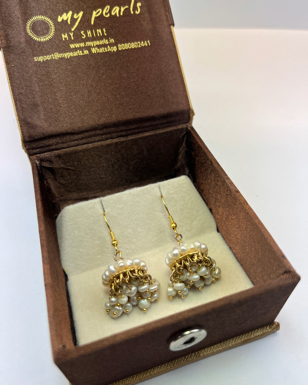 Splendid White Seed Pearl Jhumkas - Real Pearl Earrings