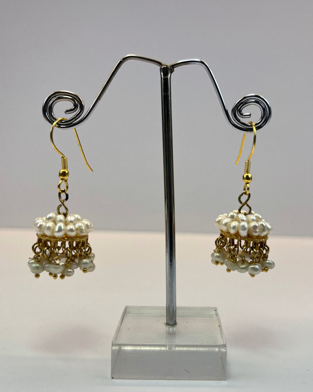 Splendid White Seed Pearl Jhumkas - Real Pearl Earrings