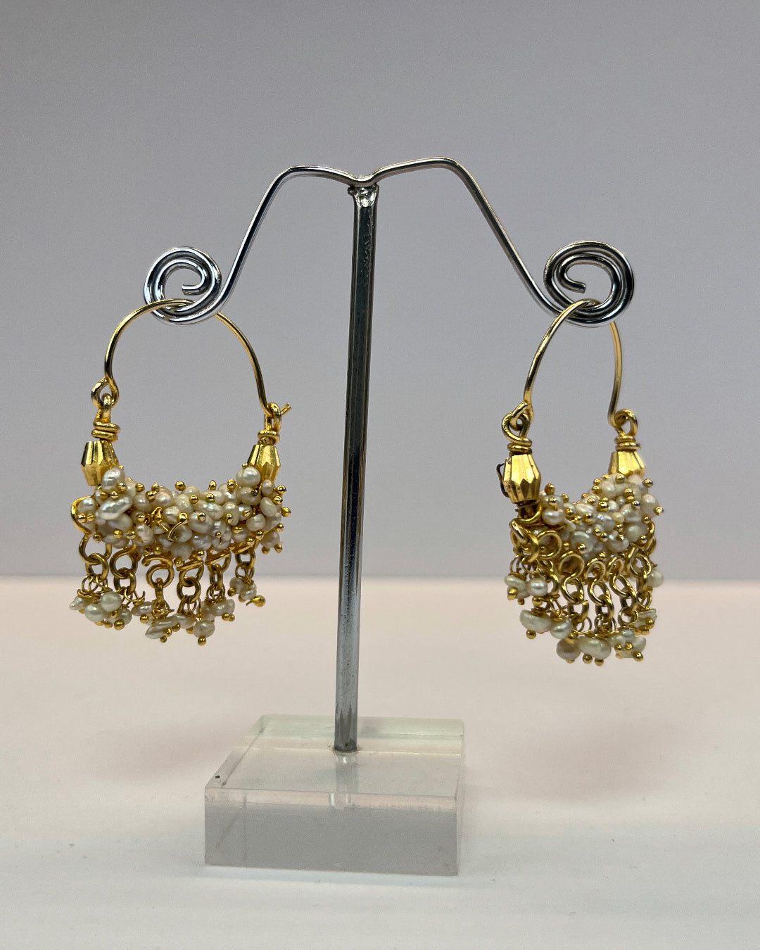 Spectacular White Seed Pearl Hangings - Real Pearl Earrings