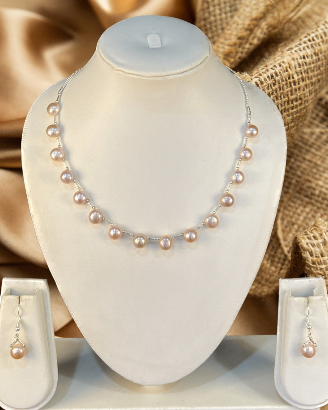My Pearls Minimalistic 7 mm Pink Pearl Set