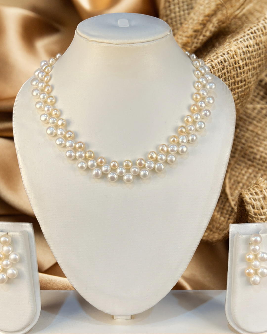My Pearls Beauteous Three Layered Pink & White Pearl Set