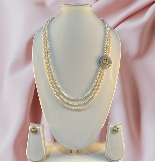 Lavanya - 4 mm pearls three lines set