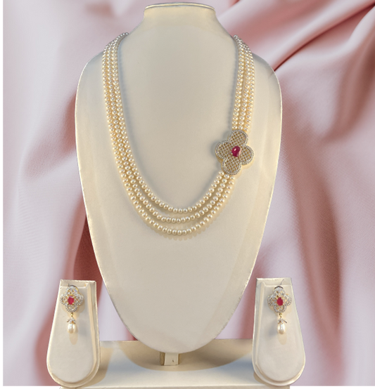Deeptimayee - 5 mm pearls three lines set