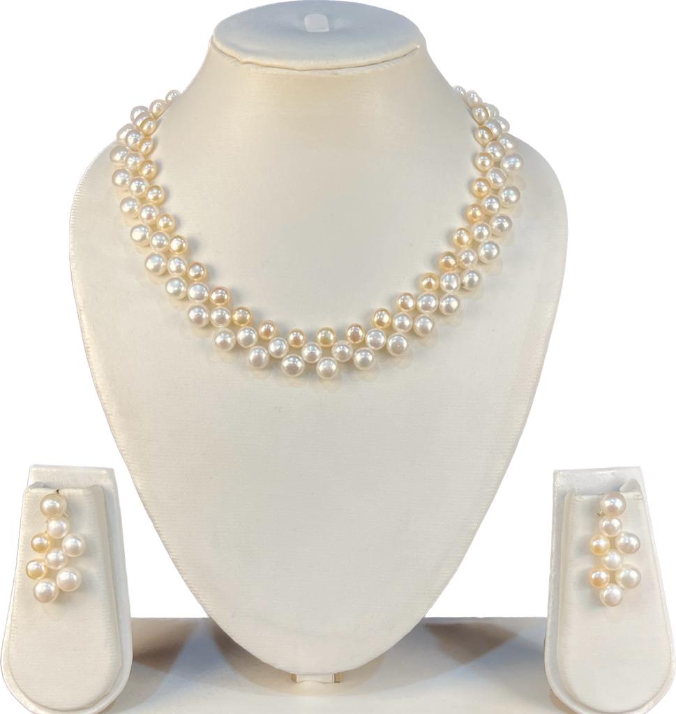 My Pearls Beauteous Three Layered Pink & White Pearl Set