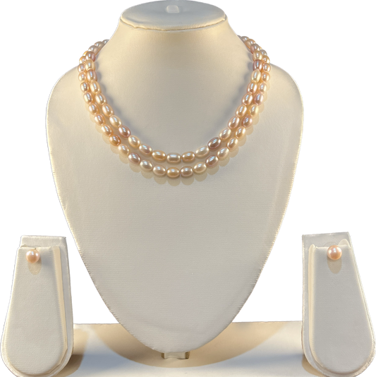 Harika - My Pearls Two liner ~ 7 mm Pink & Lavender pearl necklace set