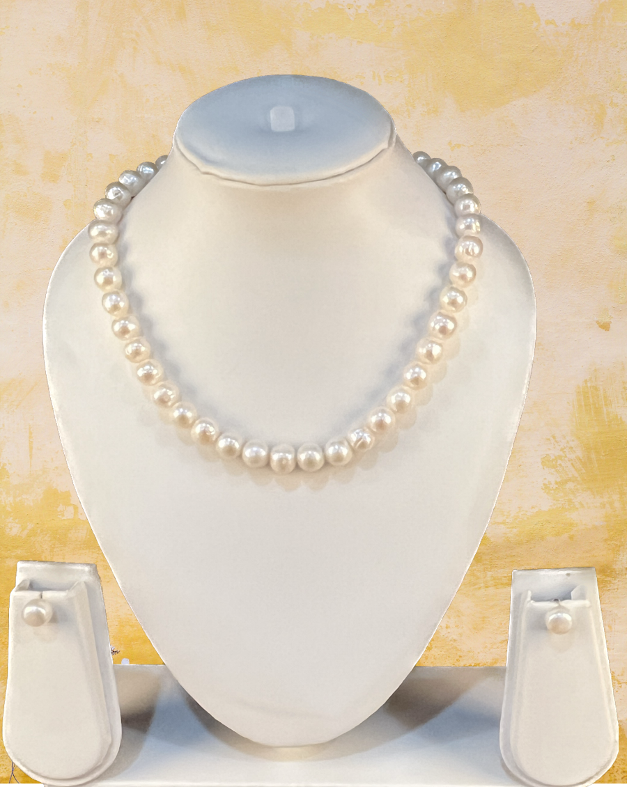Rumi - Large Size 10 mm White Round Pearl Set
