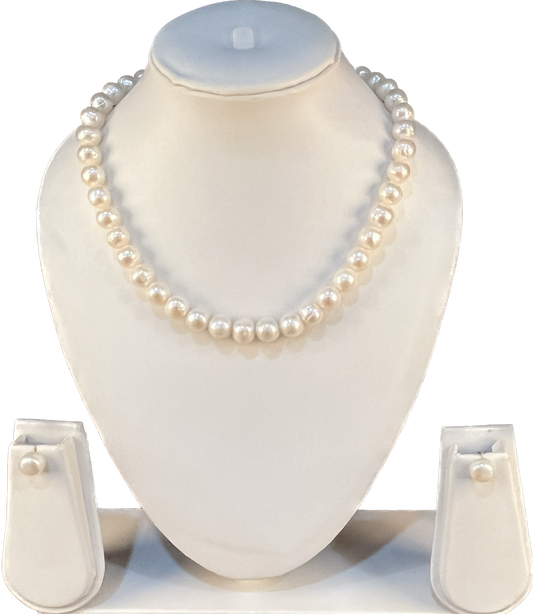 Rumi - Large Size 10 mm White Round Pearl Set