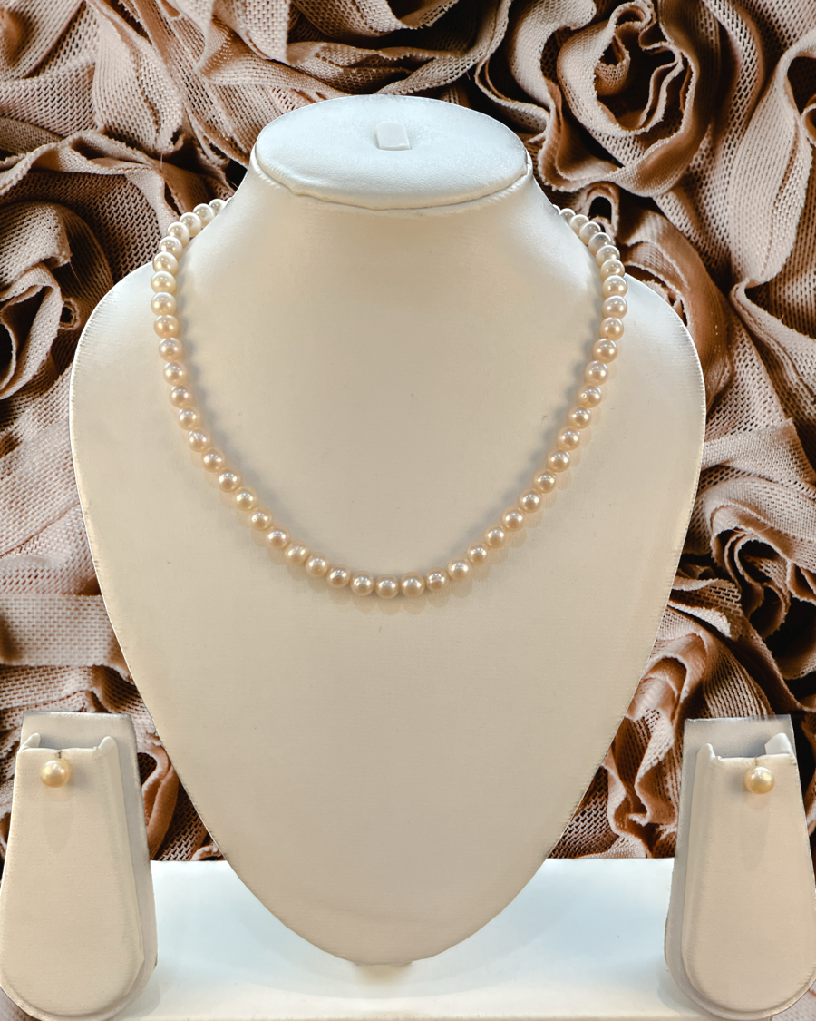 Aurelia  - Single Line 6 mm Pink Round Pearl Set