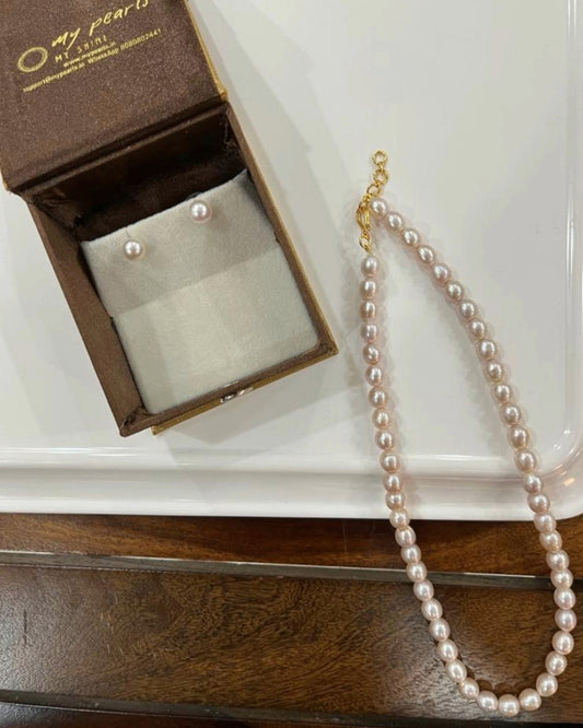 My Pearls Breathtaking 8 mm Lavender Oval Pearls Set