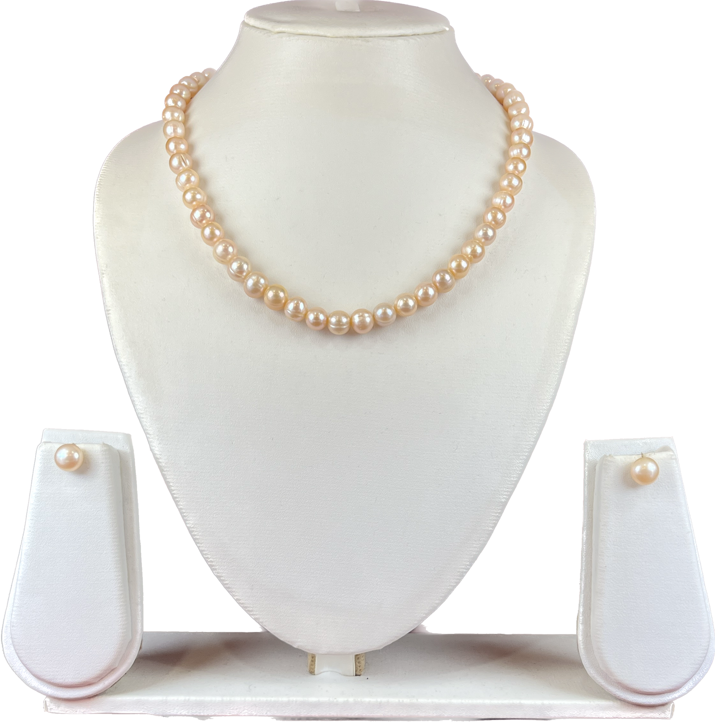 Dark Pink Round shaped Real Pearl Necklace Set