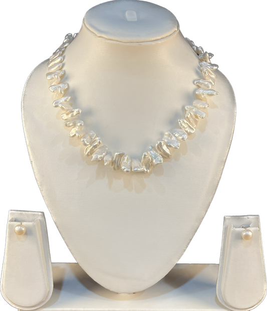 Bellezza - White Biwa Pearls Set