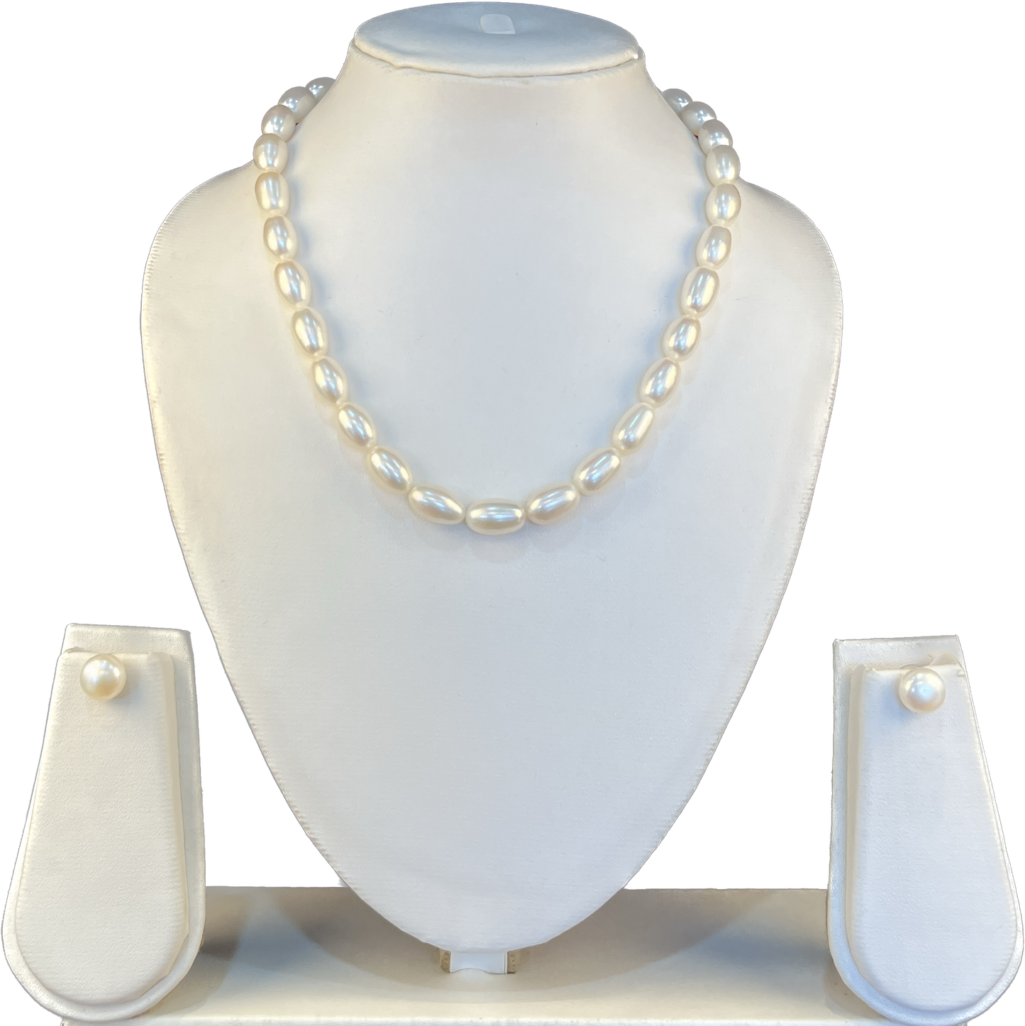 Ani - Beauteous White 9 to 10 mm Oval Pearl Set