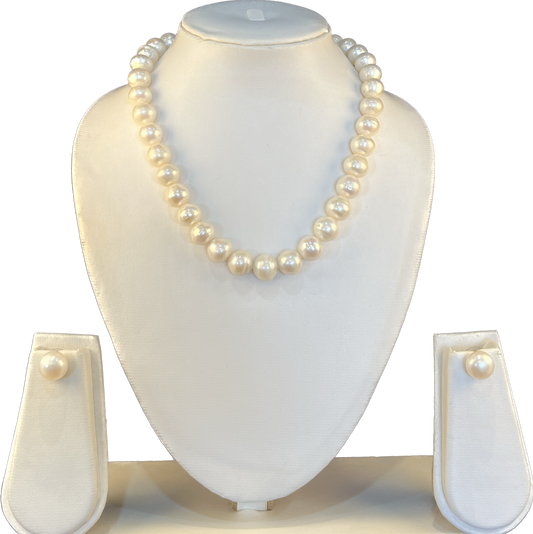 Angelina - 12 mm large size bold Pearls Necklace Set