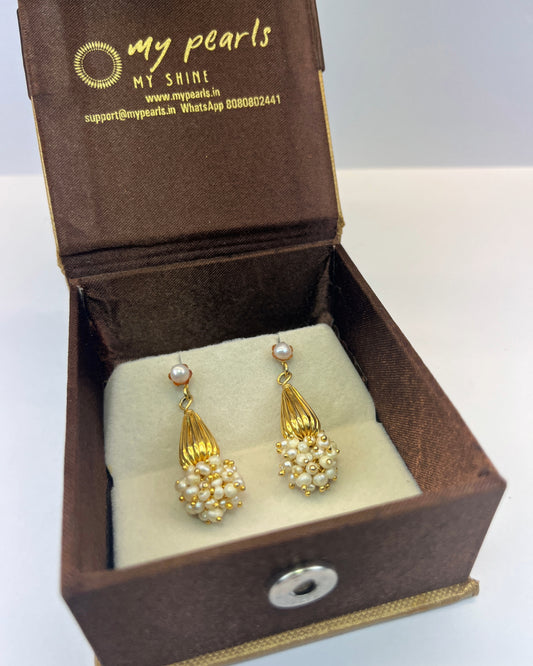 Magnificent Hanging Real Seed Pearl Earrings