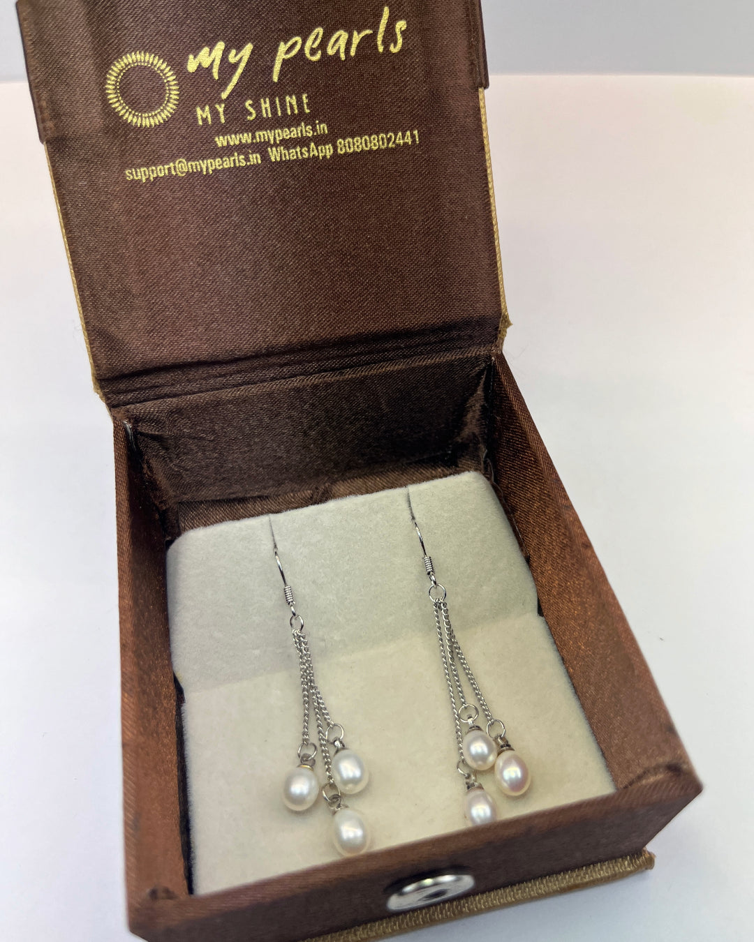 Winsome Real Pearl Hangings - Three Pearls Earrings