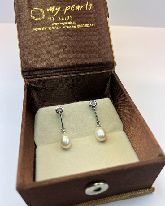 Elegant White Pearl Hangings - Real Pearl Earrings