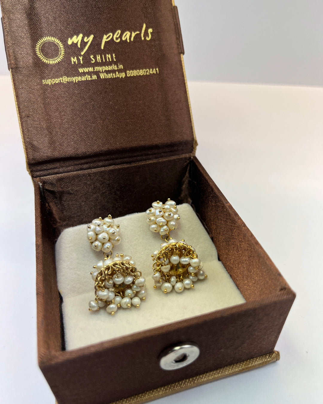 Stunning White Seed Pearl Jhumkas - Real Pearl Earrings