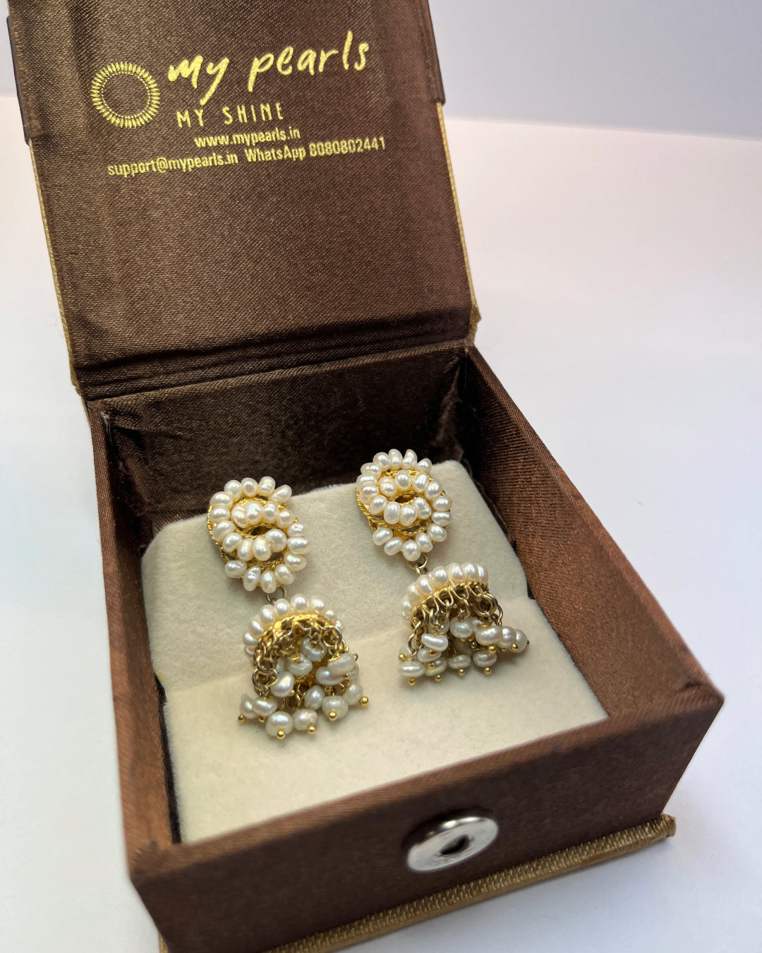 Fascinating White Seed Pearl Jhumkas - Real Pearl Earrings