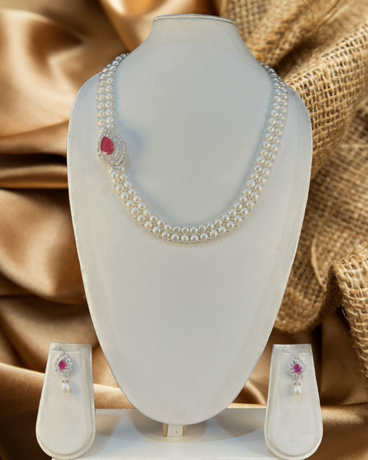 My Pearls Mesmerizing Two Lines Long Pearl Set