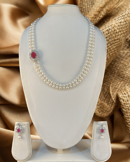 My Pearls Charismatic Two Lines Long Real Pearl Set