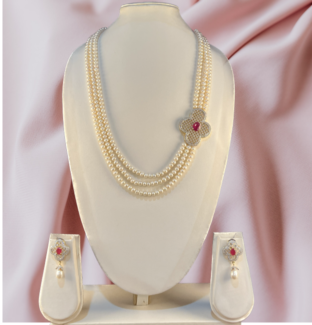 Deeptimayee - 5 mm pearls three lines set