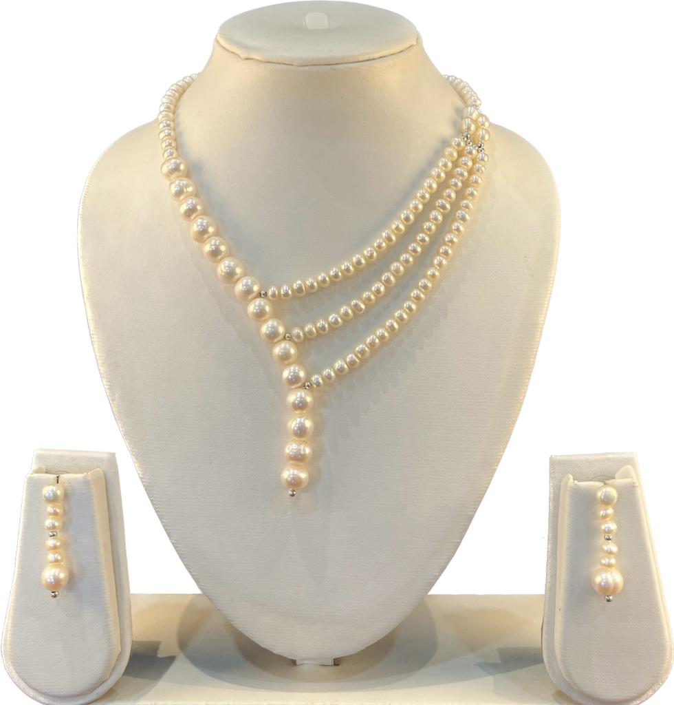 My Pearls Mesmerizing 6mm & 8mm Multi Line Pearl Necklace Set