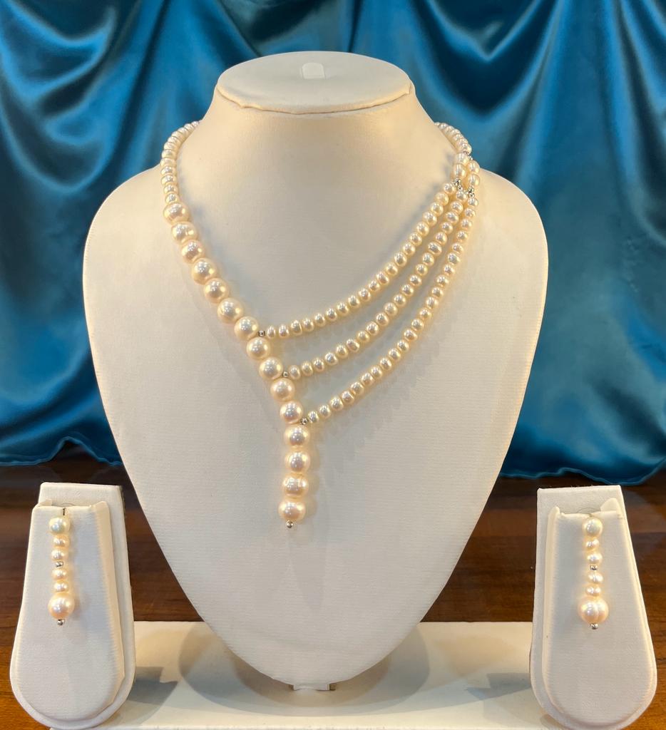 My Pearls Mesmerizing 6mm & 8mm Multi Line Pearl Necklace Set