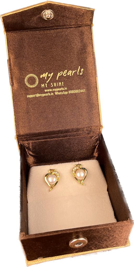 Charming Pearl Earrings with CZ & Gold accent