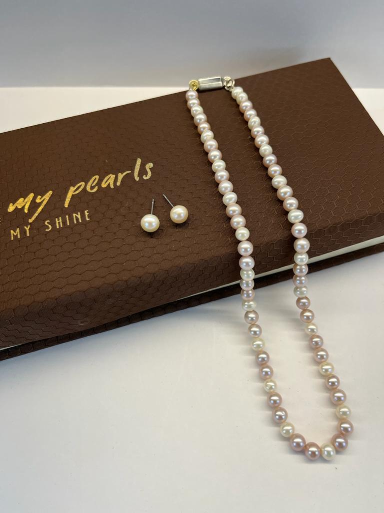 Arika  - Magical Single Line 6 mm Pink & White Pearl Set