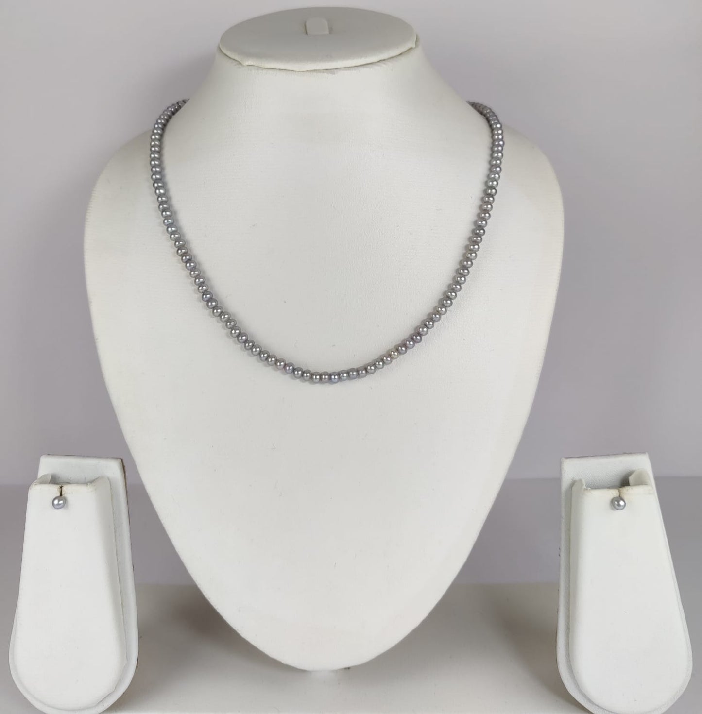 My Pearls 2 mm grey pearls necklace set