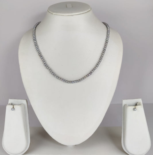 My Pearls 2 mm grey pearls necklace set