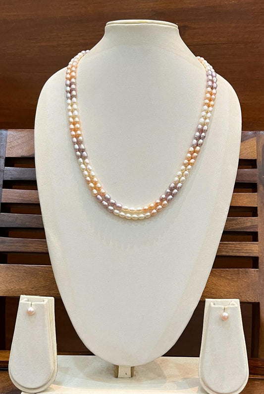 My Pearls 6 mm 2 lines multicolour necklace set customised