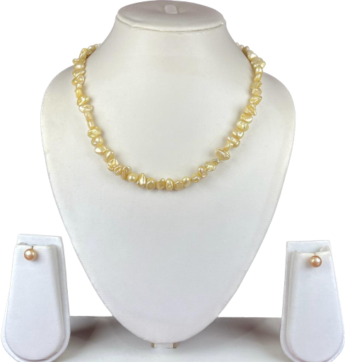 Golden Yellow Baroque Real Pearl Set