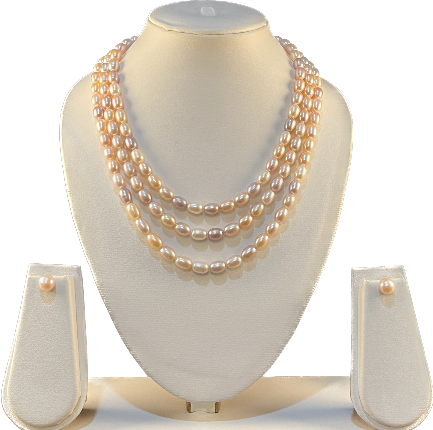 Fairlight - My Pearls Angelic Three lines 8 mm Pink & Lavender pearls necklace set