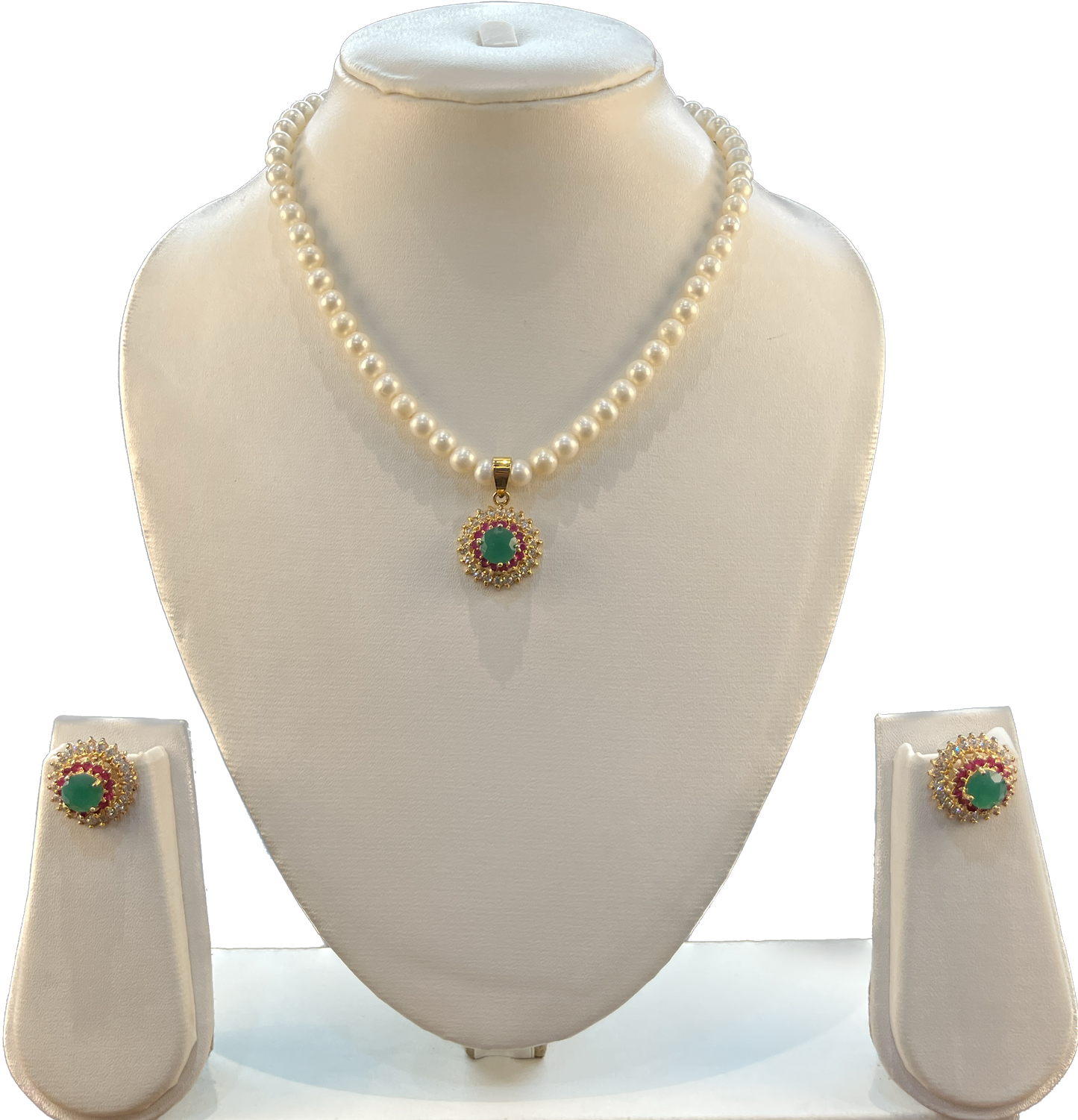 Anusha - Admirable White Round Freshwater Pearls single liner necklace Set