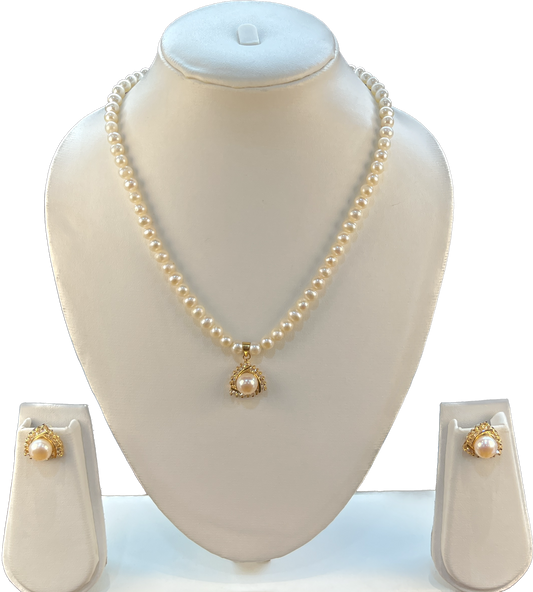 Amaira - Eye Catching 6 mm Freshwater Pearls Single Liner Necklace Set