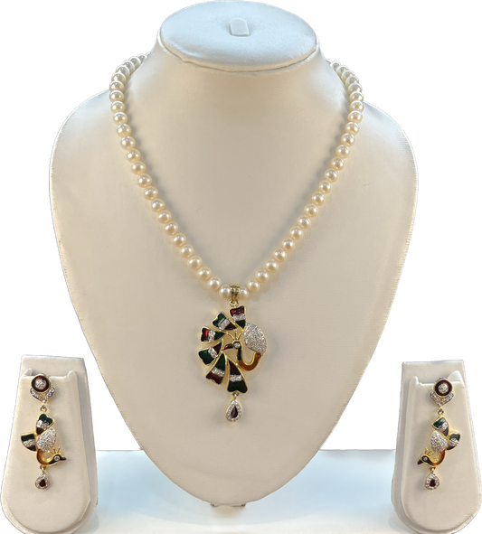 Aahna - Single Line 7 mm Pearl Necklace Set