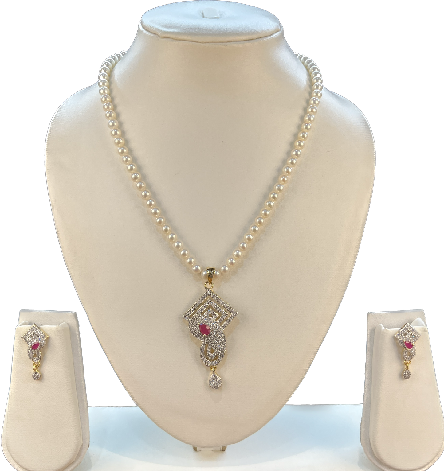 Anusri - 6 mm round Pearls necklace Set